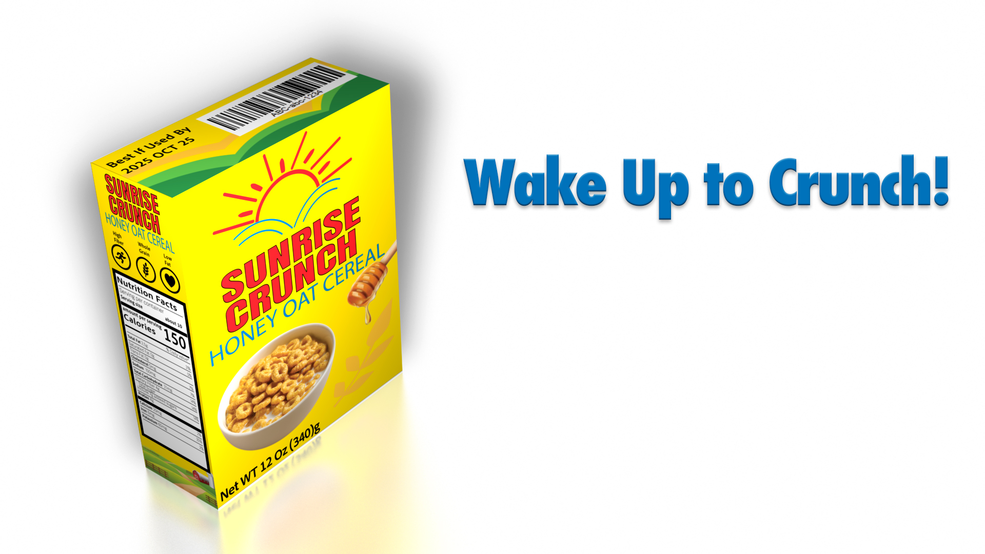 Sunrise Crunch cereal box mockup preview